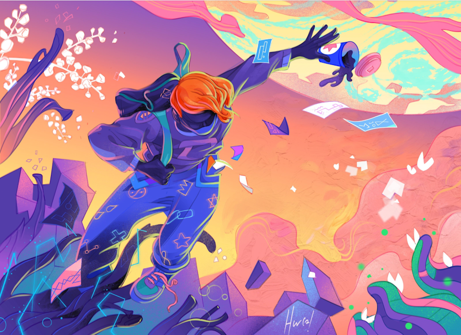 Space psychedelia banner illustration