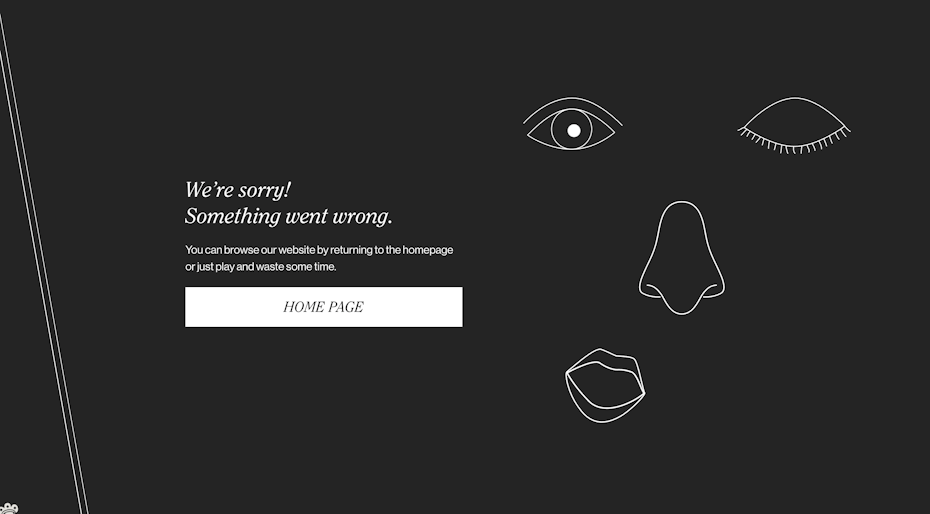 Diseño de página de error 404 con entretenidos elementos interactivos.