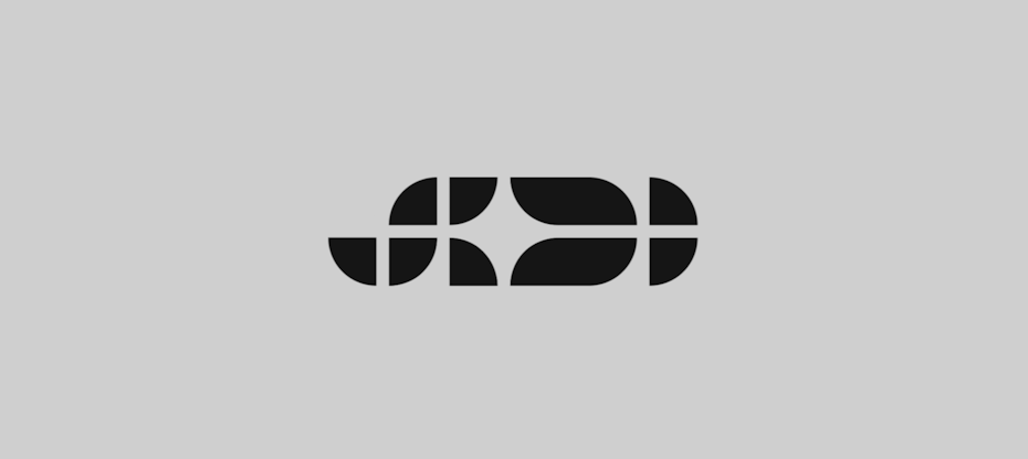 Tendencias de diseño de logotipos creativos - logotipo de marca de letra de espacio negativo en bloque gris y negro