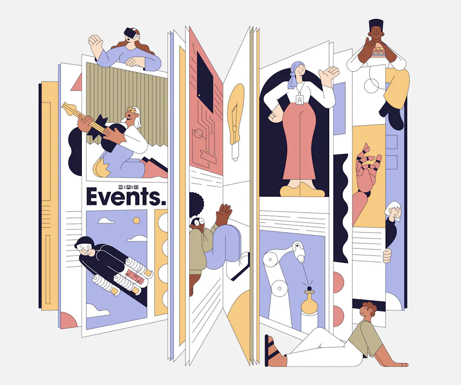 Editorial mural illustration with minimalist graphics