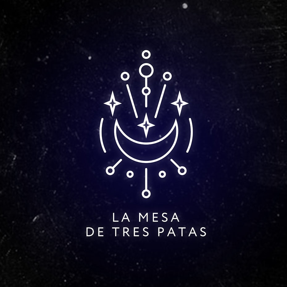 Diseño de logotipo de astrología mística con luna y estrellas.