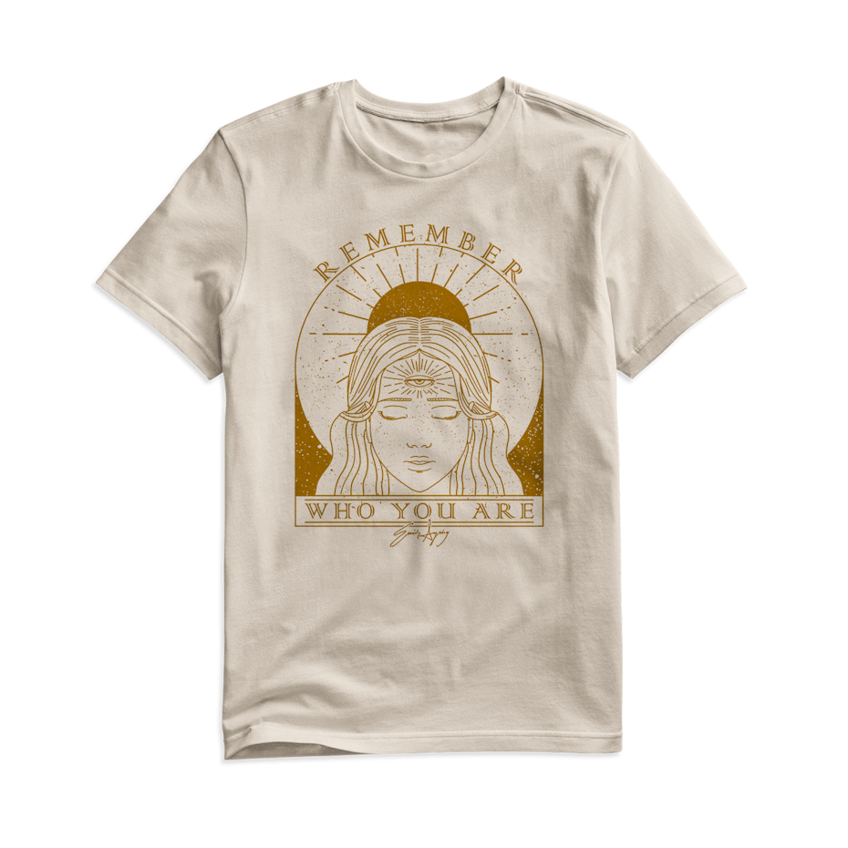 Diseño de camiseta de astrología espiritual de una figura meditativa
