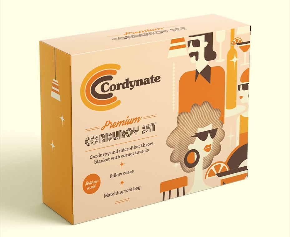 Source : 99designs.fr - packaging inspiré des années 70