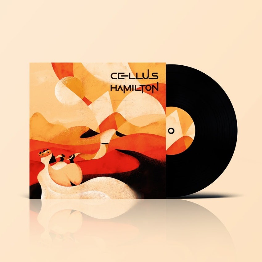 Abstract riso style illustrated album cover design
