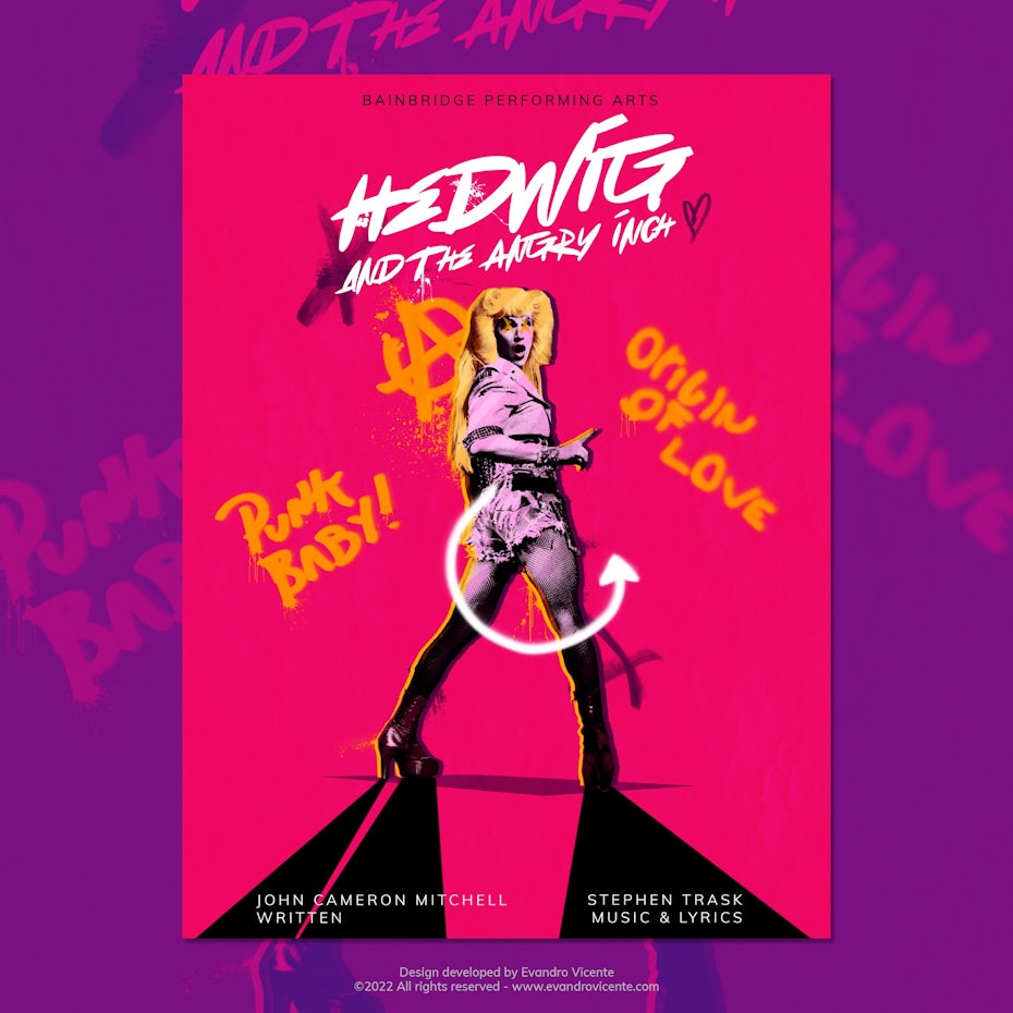 Punk style ‘Hedwig and the Angry Inch’ poster design