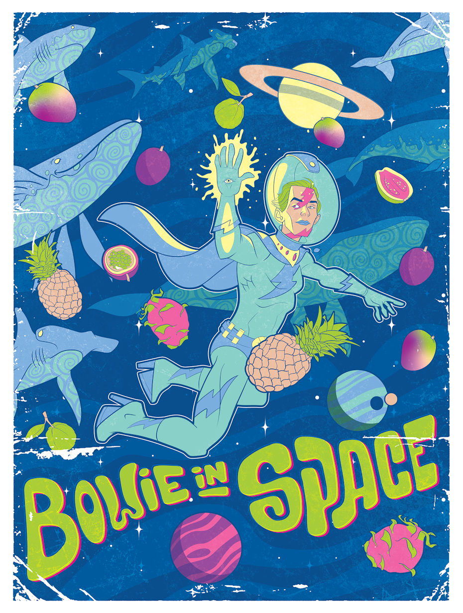 Space psychedelia illustration for a beer label design