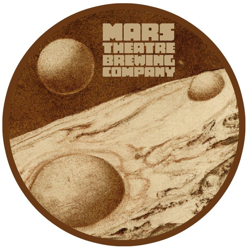 logotipo redondo que representa la superficie de Marte en tonos marrones