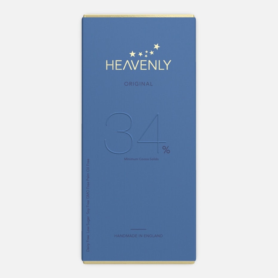 Ejemplo de tendencias de diseño de empaques para 2023: diseño de empaque de Heavenly Chocolate