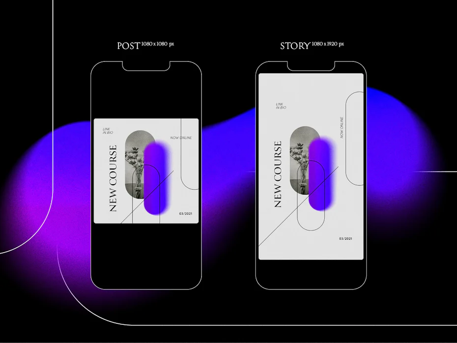 Social media graphic design with abstract gradients