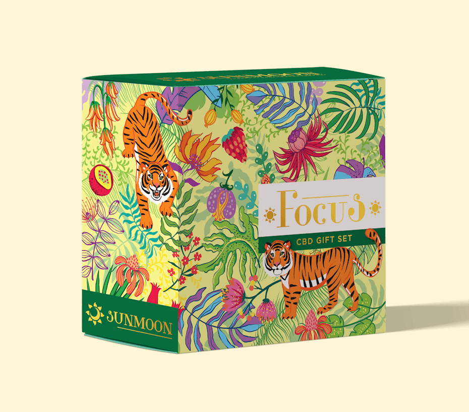 Hand-drawn botanical pattern for a product packaging box design