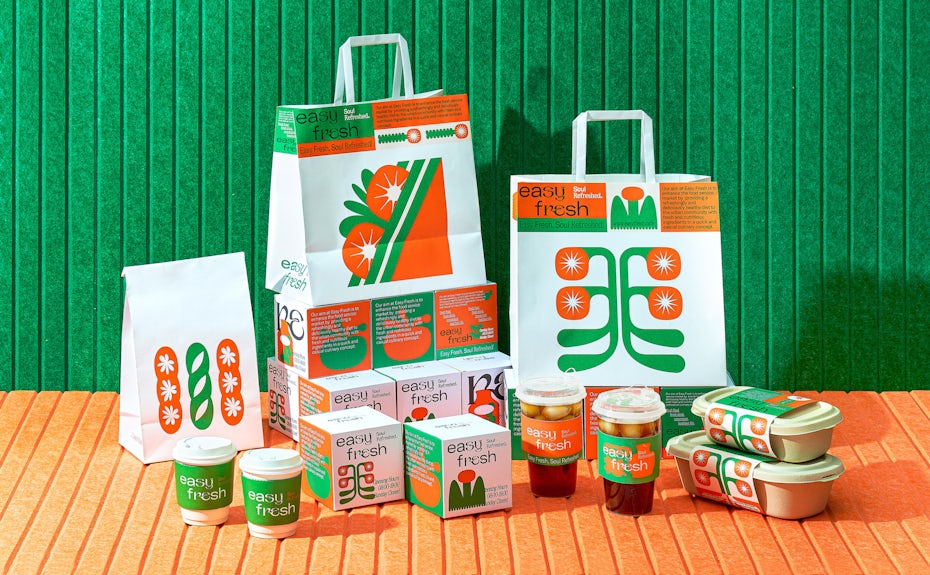 Mayores tendencias de branding - diseño de envases de alimentos con solo dos colores y formas simples