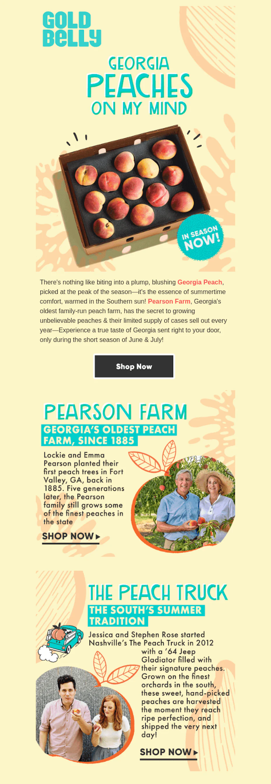 Email design that mixes photos with doodle illustrations