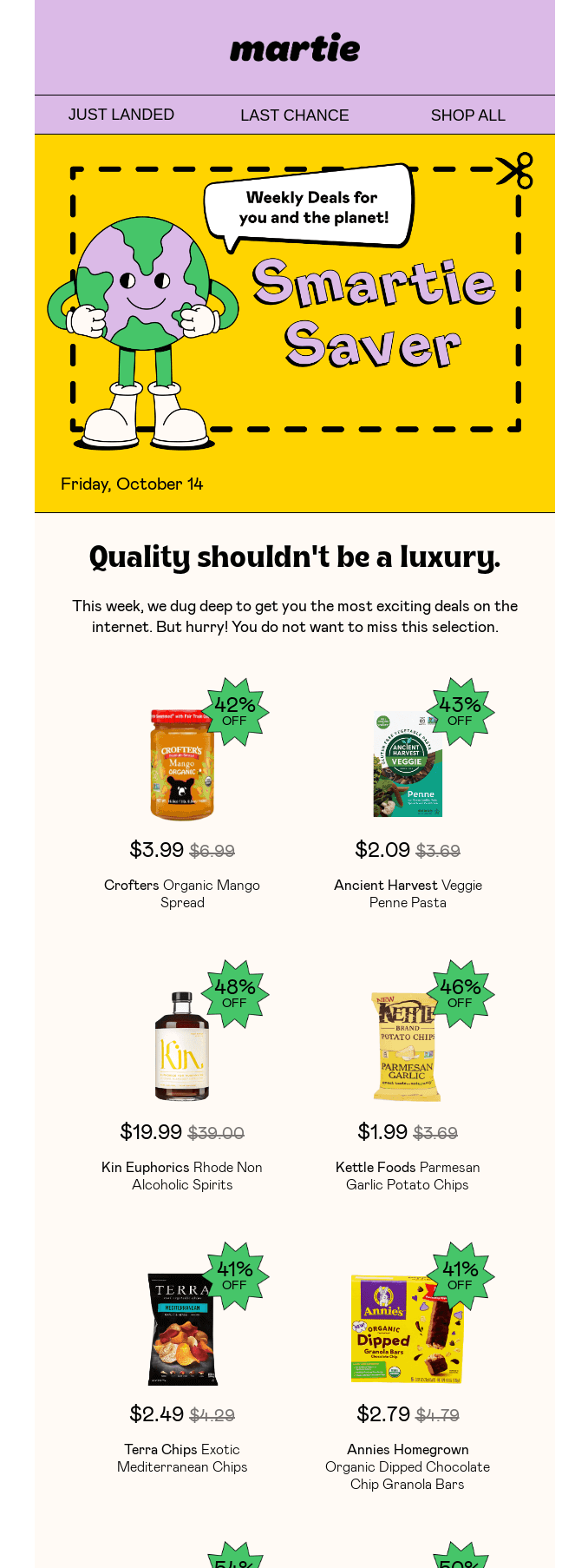 Email design for a food brand featuring a bright color scheme