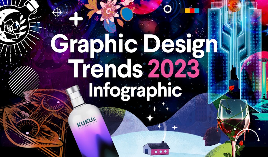 Infographie des tendances en design graphique de 2023 99designs