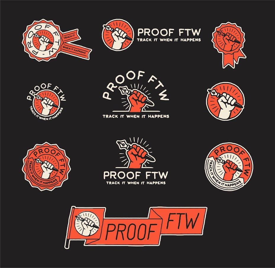 Proof FTW logo suite and mock up of logo