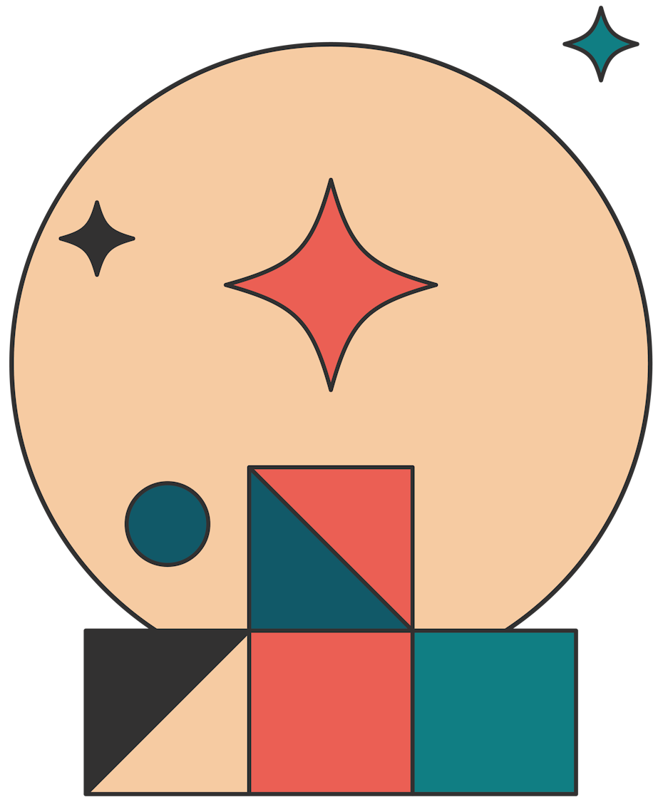 illustration building blocks with a circle in the background