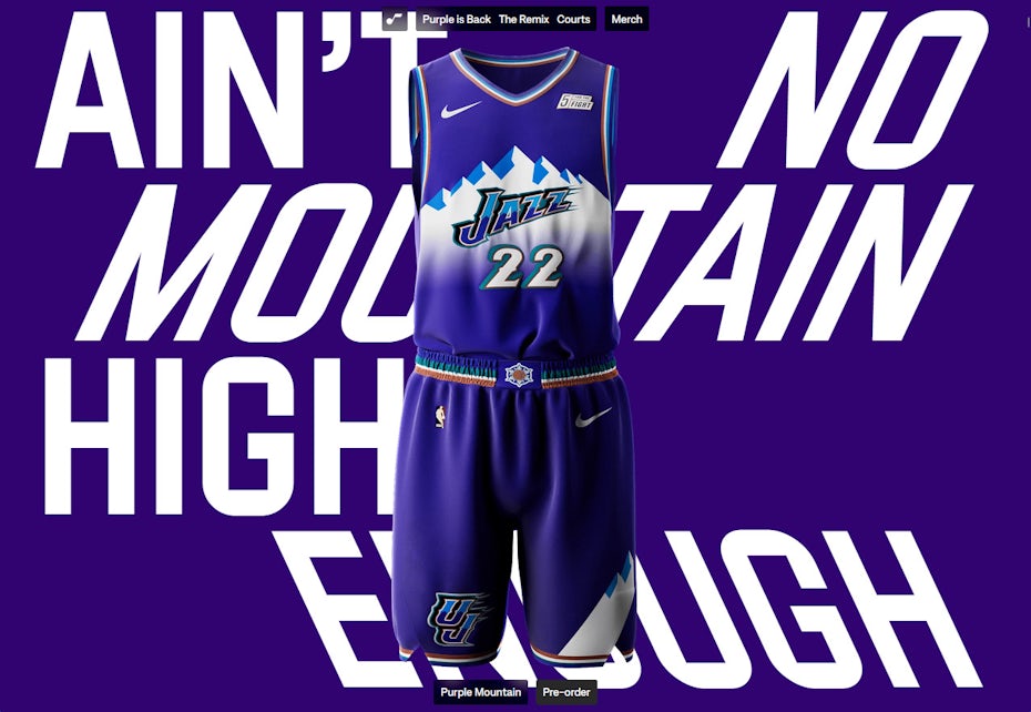 NBA franchise Utah Jazz has a fun site for their throwback jerseys featuring interactive, yet unusually designed navigation.