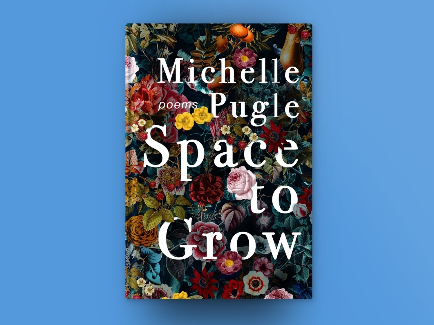 book cover design for space to grow with bold flowers in the background
