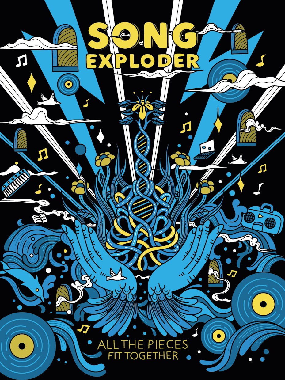 psychedelic poster reading "Song Exploder"