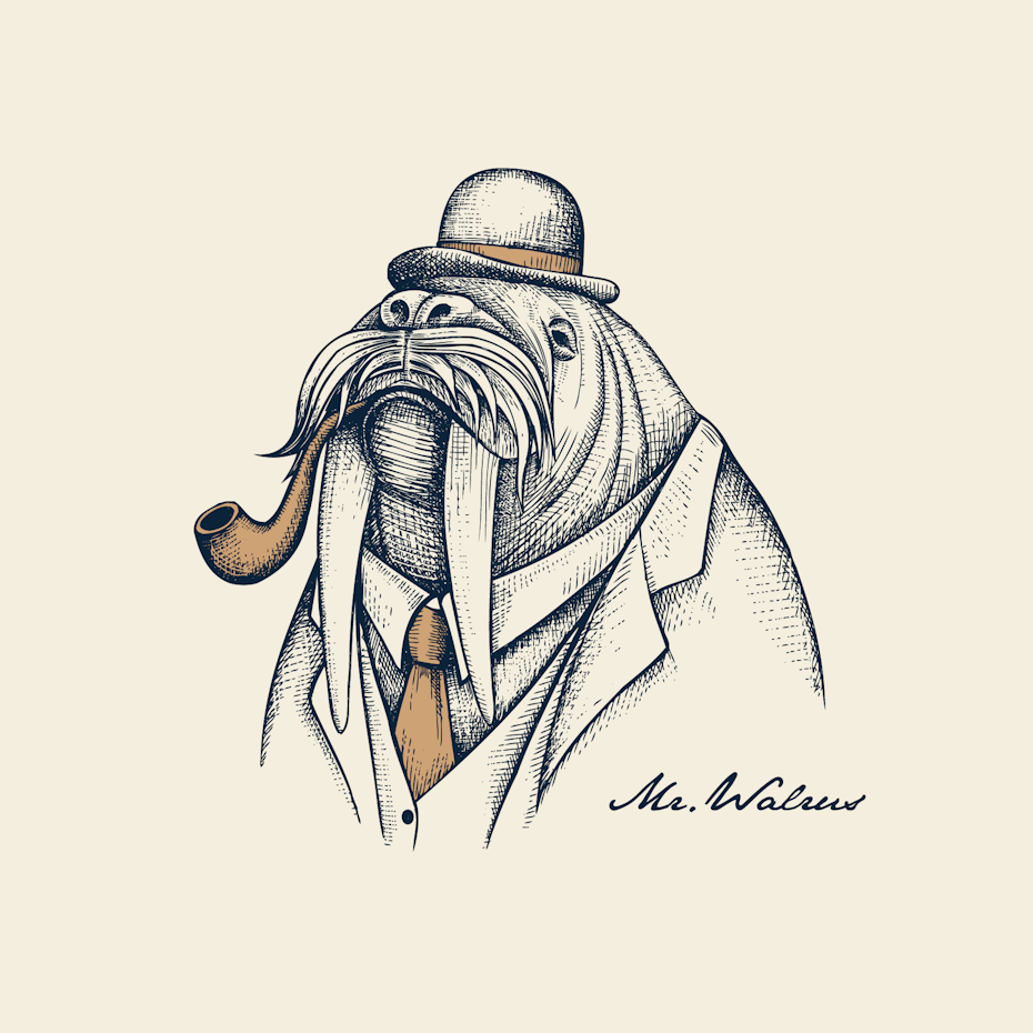 illustration of a walrus in a suit