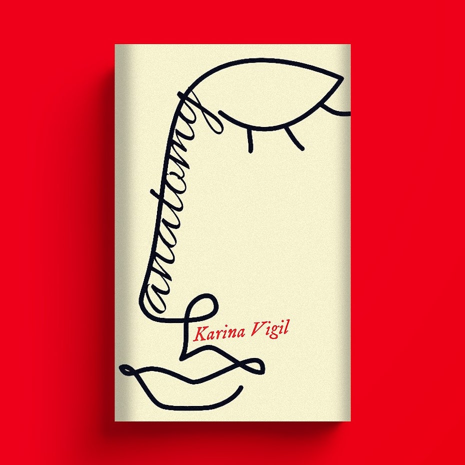 Minimal book cover design of an illustrated face