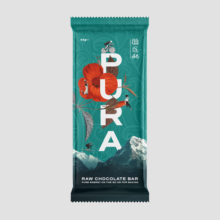 food packaging design for "pura" brand