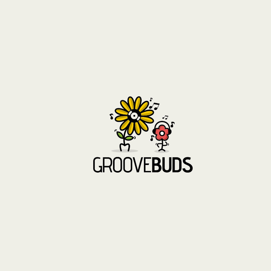 Fun logo with dancing flower icons