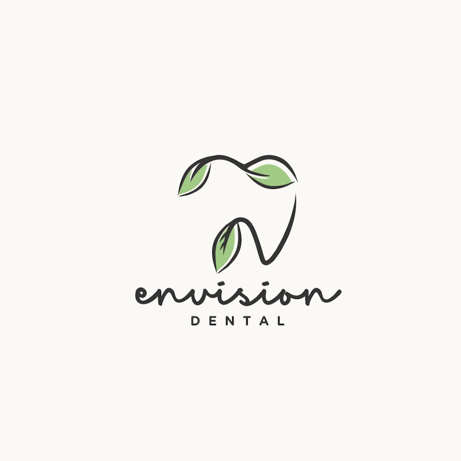 Organic dental logo with leaves