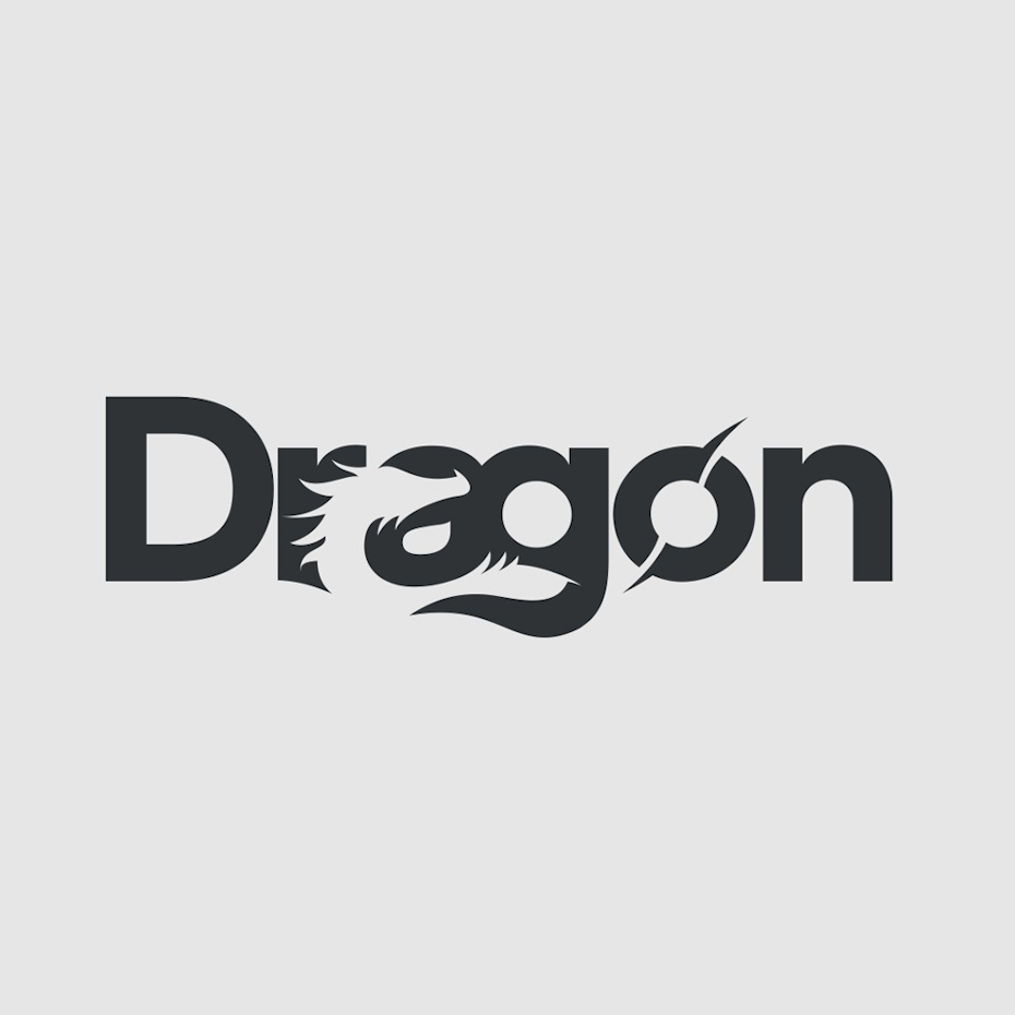 Dragon logo that uses negative space