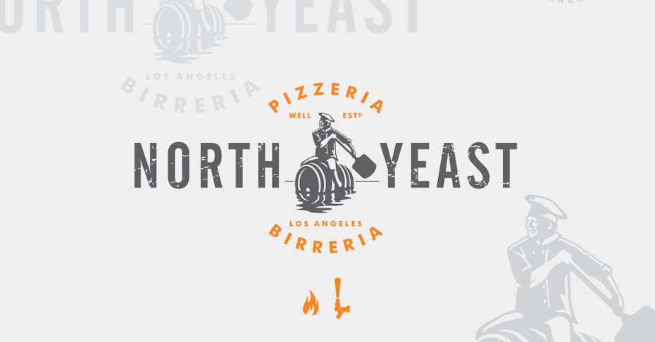 “北酵母”披萨店的传统风格的插图标志