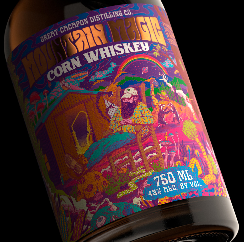 Psychedelic whiskey label