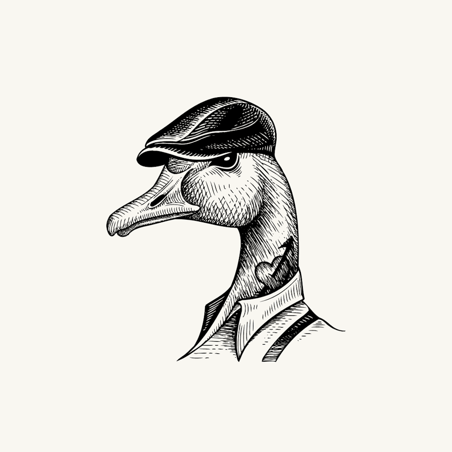一只戴着帽子、脖子上有纹身的鹅的插图