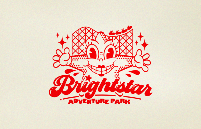 Brightstar Adventure Park logo reimagined in retro red liner trend