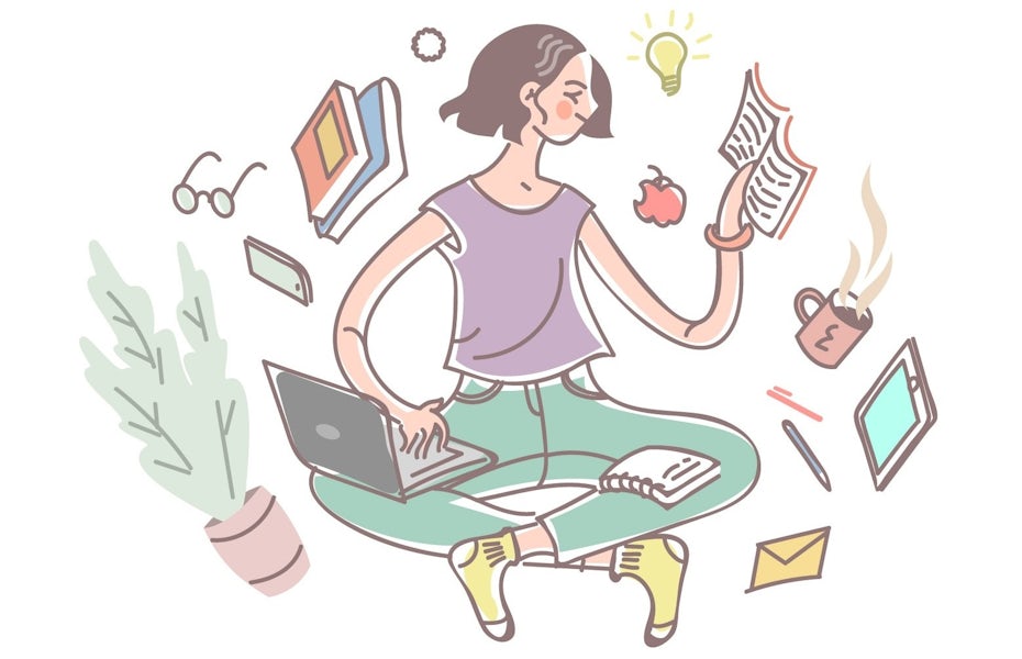 illustration of someone studying at the computer