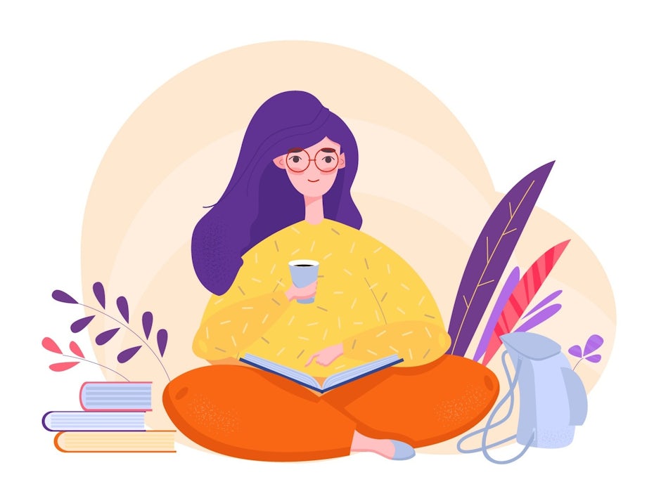 illustration of person studying during their junior engineering project