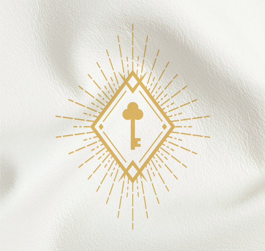 logo design with a key in a diamond shape