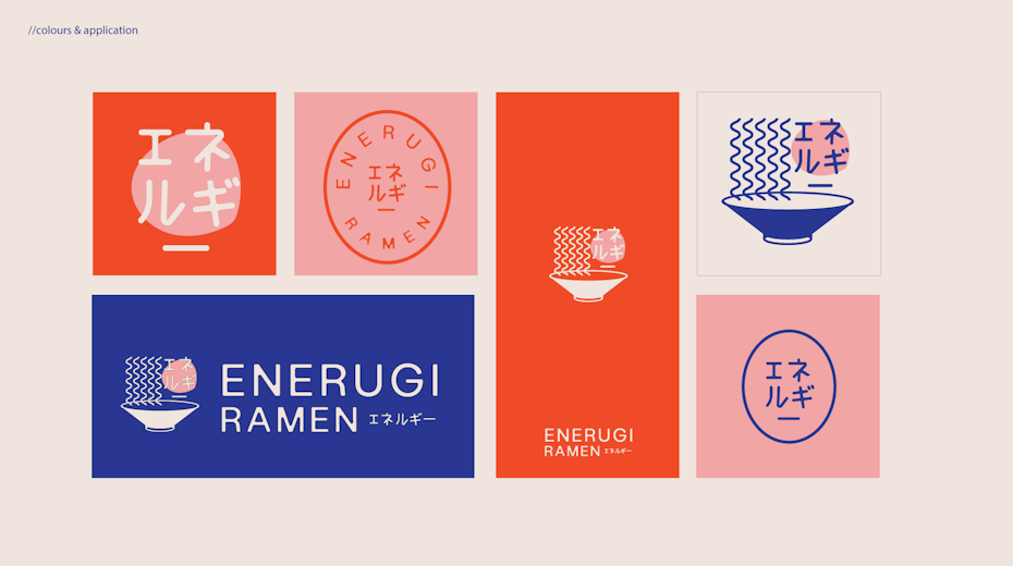 branding style guide for a ramen restaurant in a minimal and simple line art style
