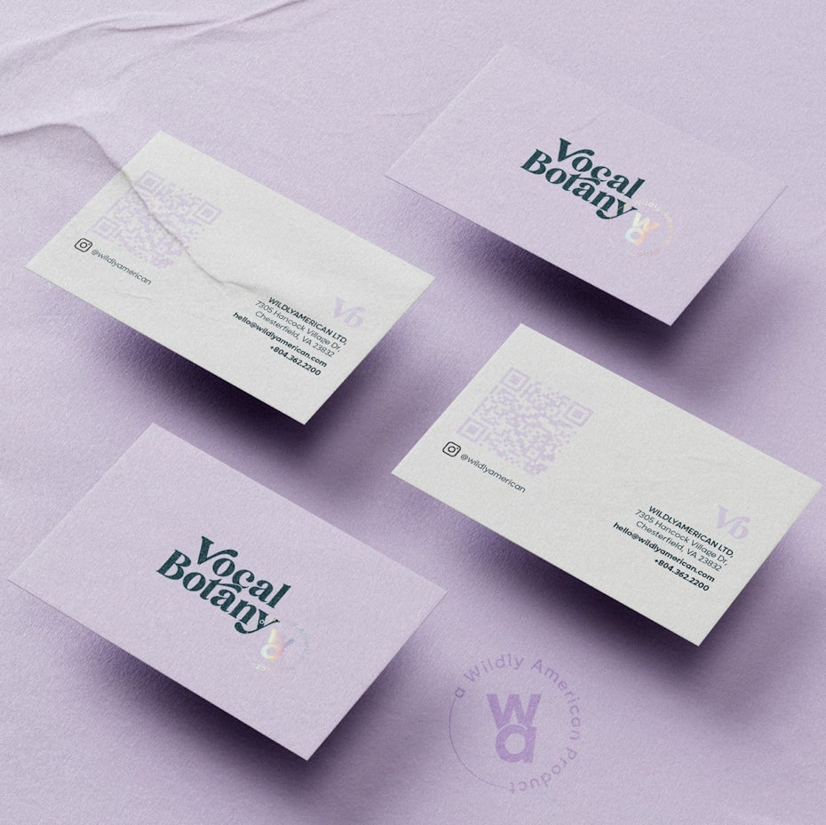 light purple business card for beauty brand