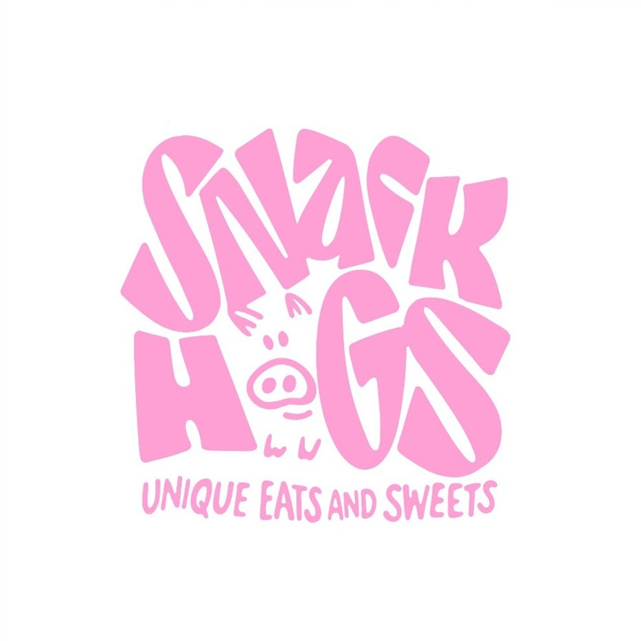 playful text with an illustration of a pig for food & drink company