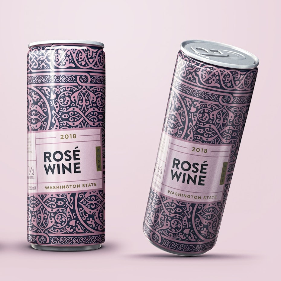 intricate design style all over the can for a can of rose
