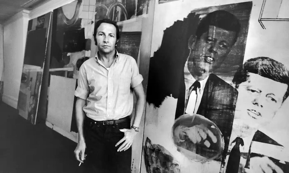 Photograph of Robert Rauschenberg in his studio