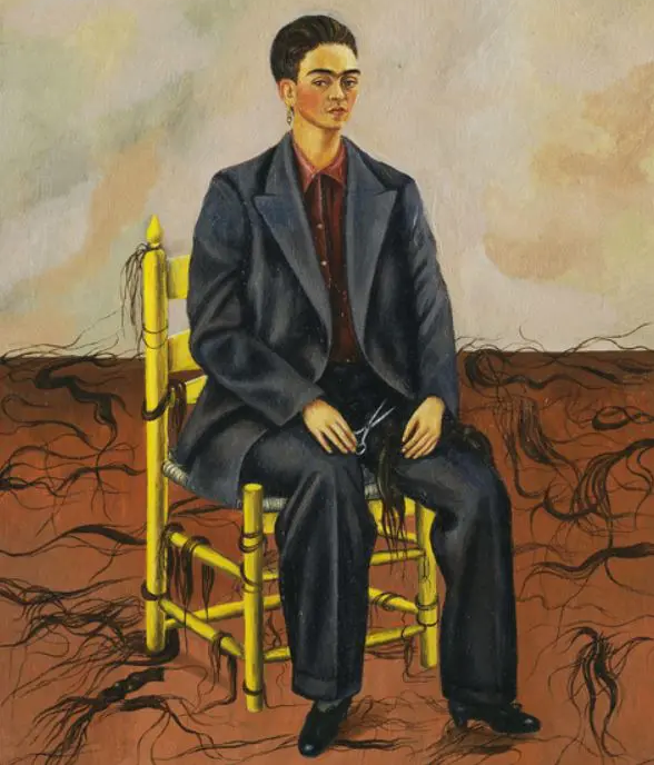 Frida Kahloâs painting Self-Portrait with Cropped Hair