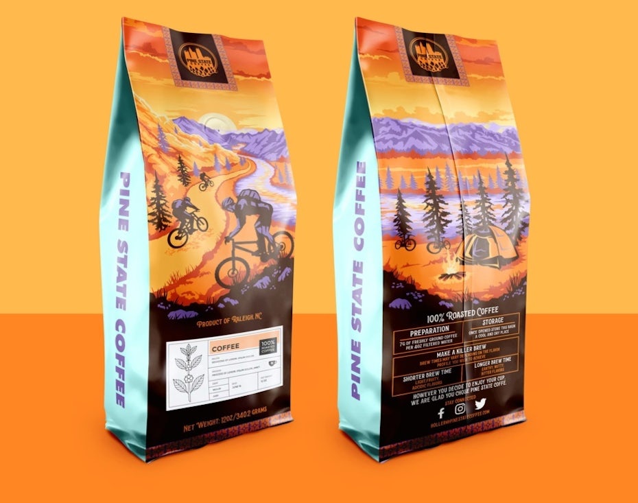 pine state coffee packaging design
