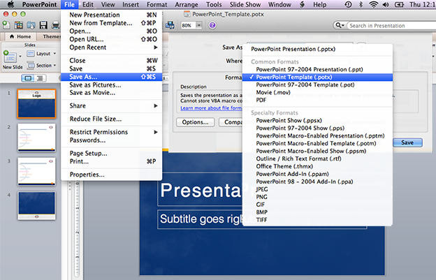save powerpoint template
