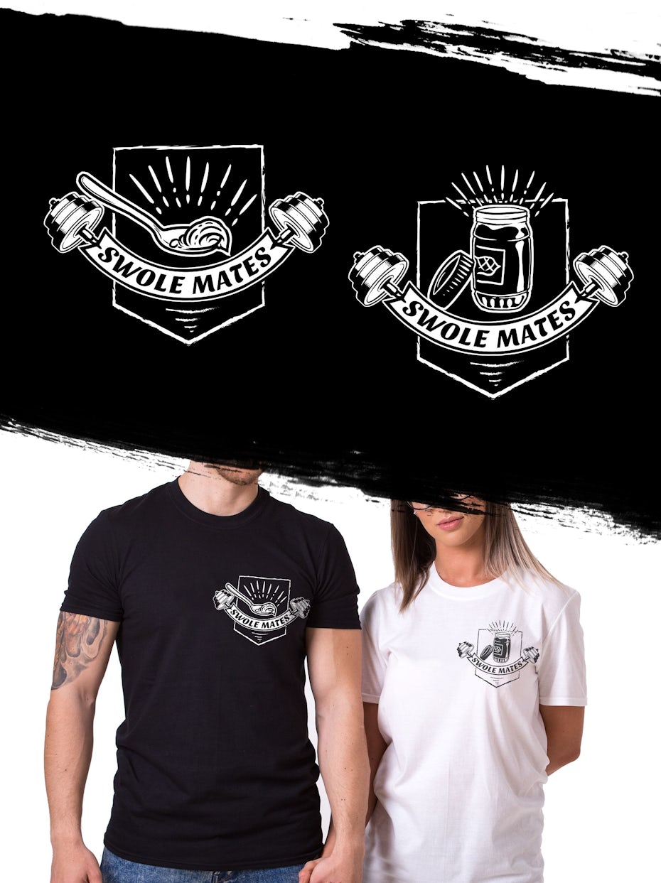 Faux pocket t-shirt illustration for a fitness group