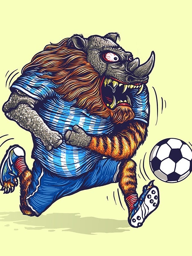 Soccer mascot t-shirt illustration