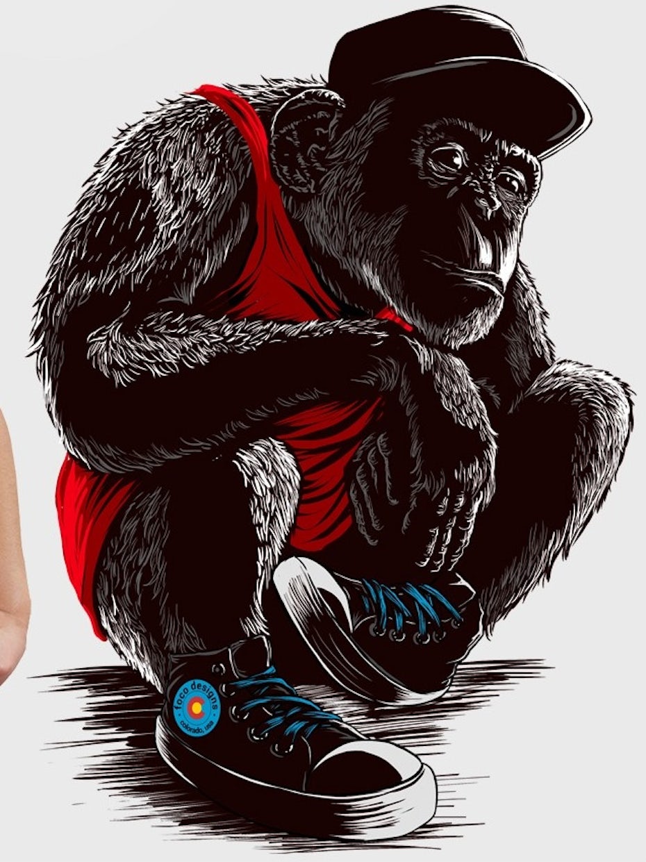 Sneaker chimp t-shirt illustration