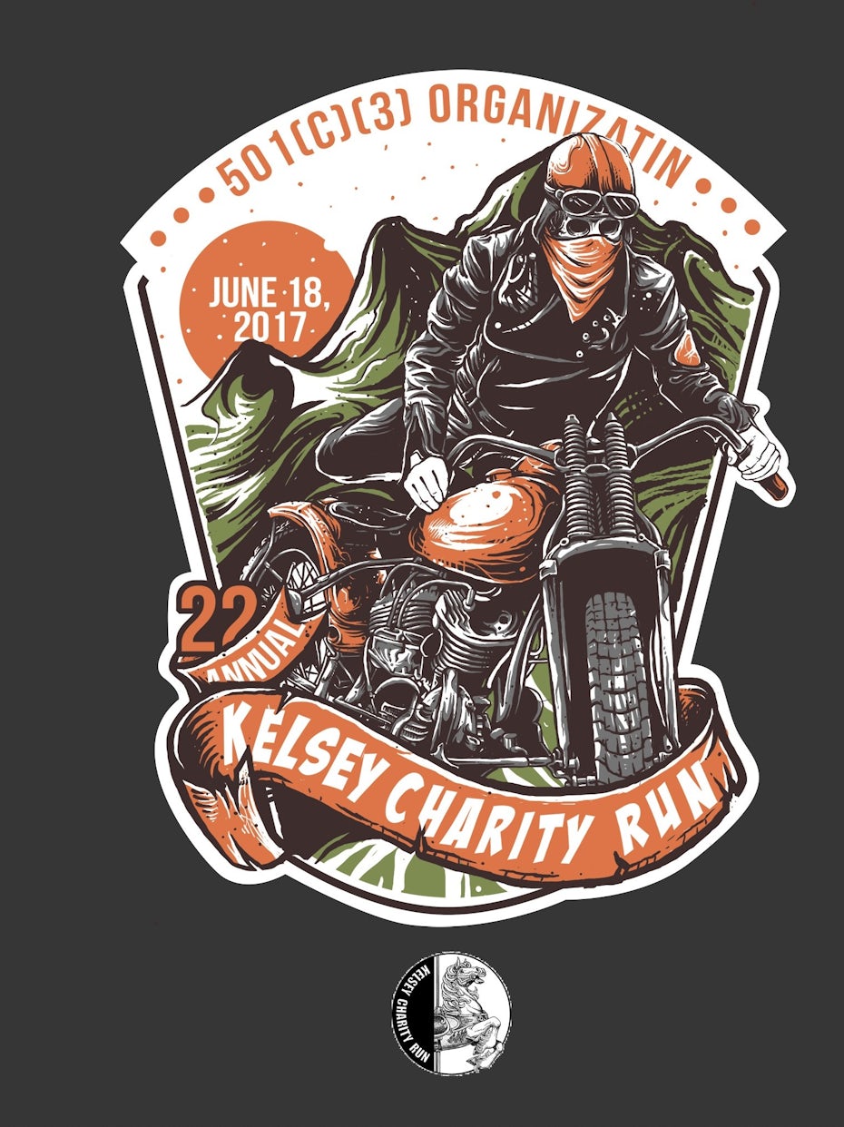 Biker t-shirt illustration for a charity run