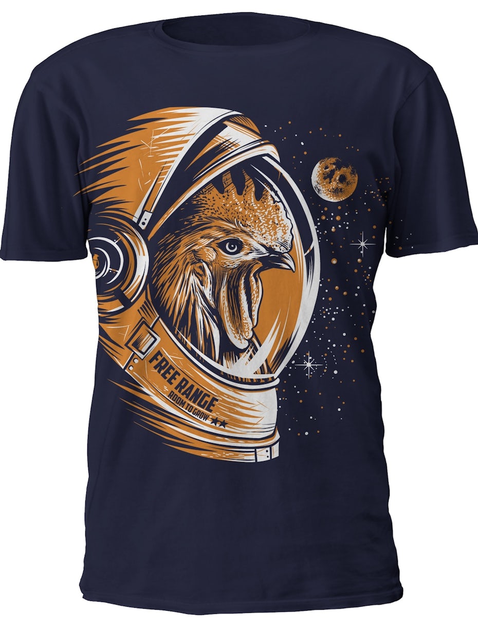 Illustrated chicken astronaut t-shirt