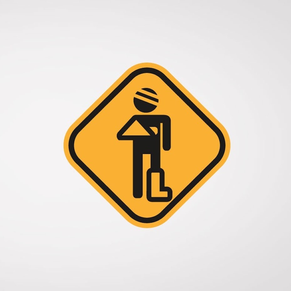 TRAFFIC SIGN, INJURED PERSON LOGO